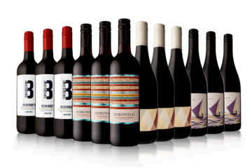 Wine bottles and glasses at Warehouse Wines