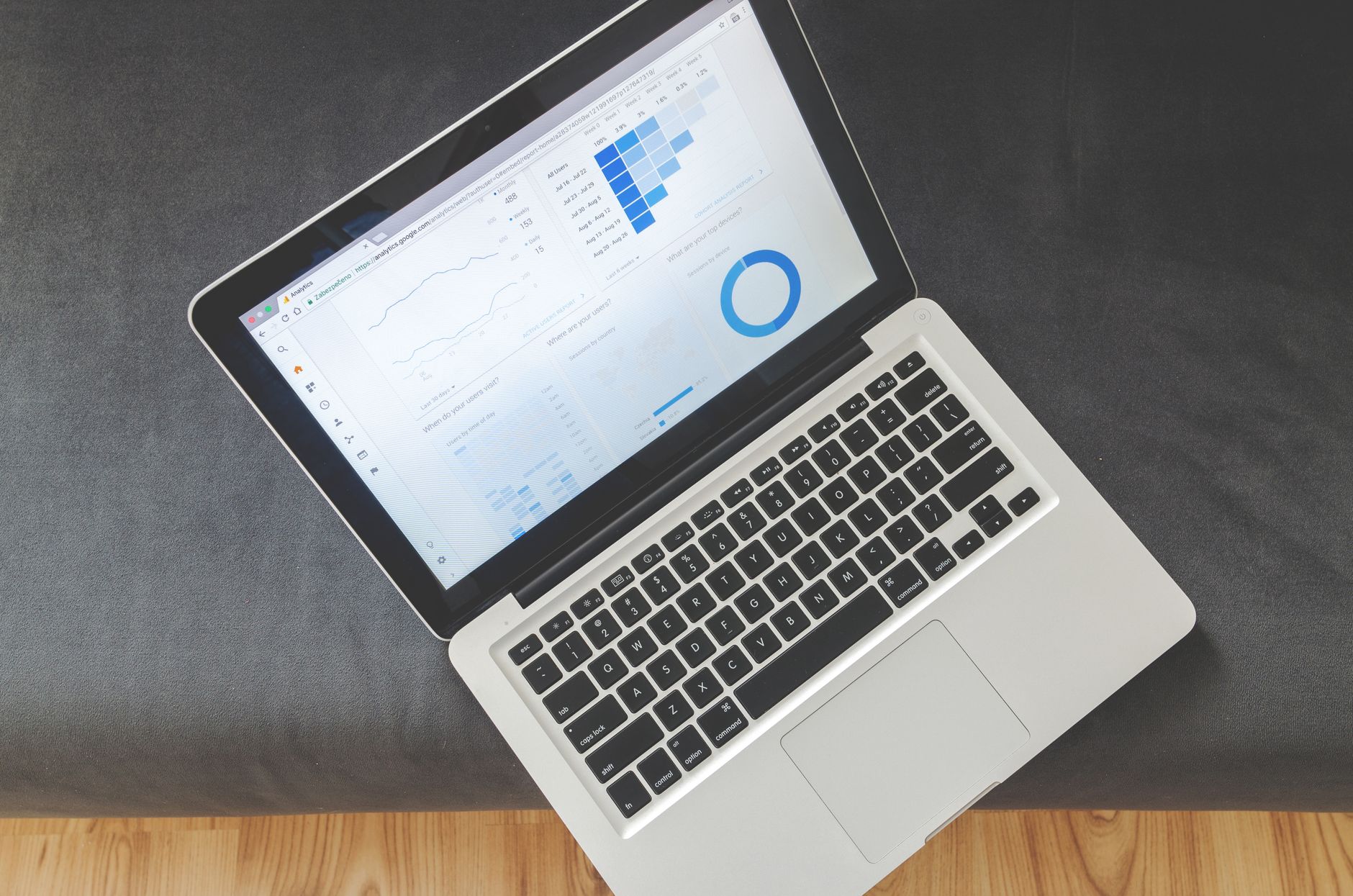 Analytics dashboard with data